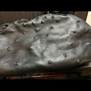 Black leather studded Kenneth Cole hand bag. 15LX10Hx9W